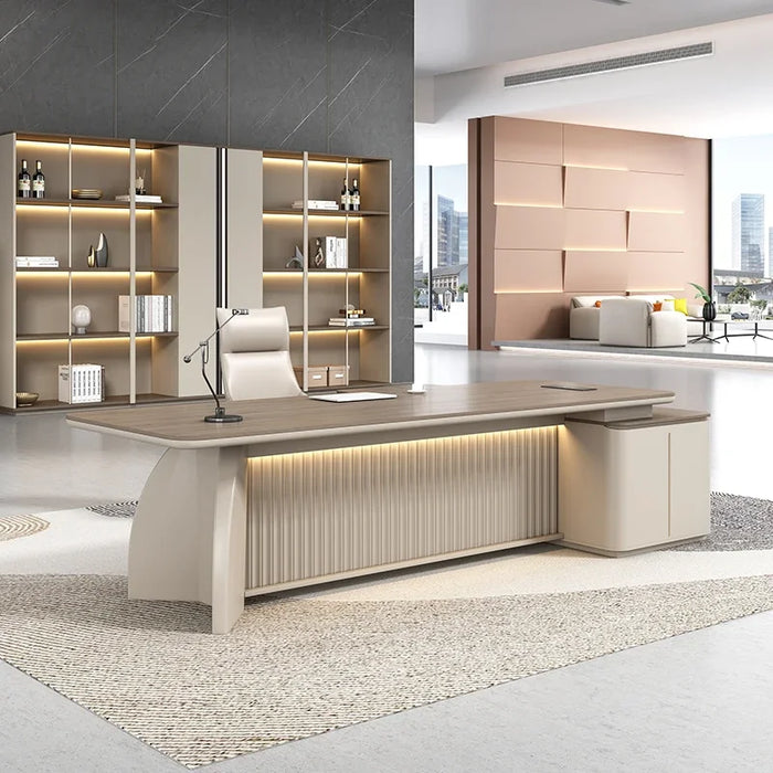 Nail Office Table Adjustable Desk Executive L Shape Desk Shelf Wooden White Student Bureau Meuble Media Console Furniture