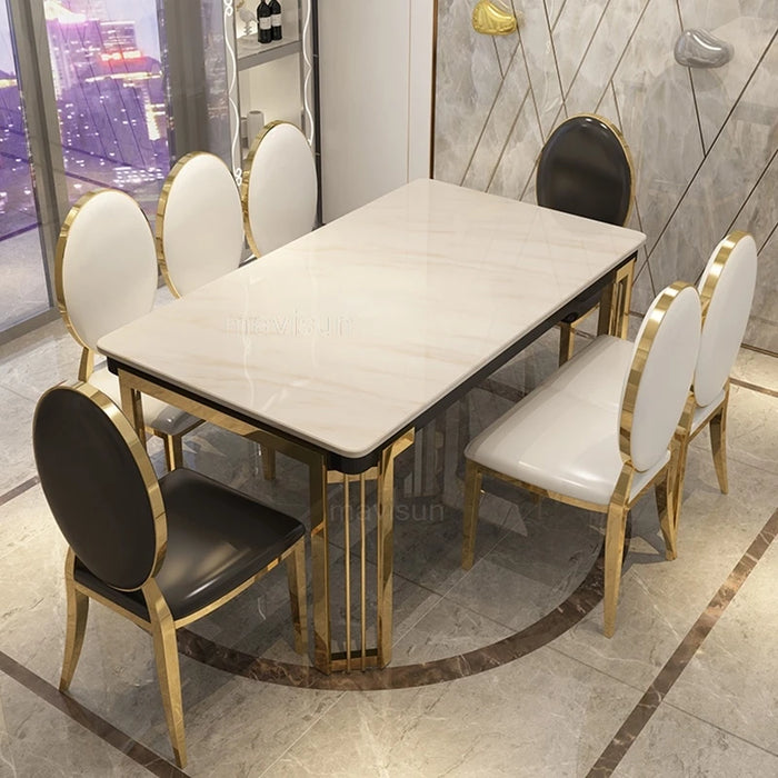 Nordic Light Luxury Marble Dinning Table New Modern Simple Rectangular Dining Table Loft Kitchen Furniture Table With Chairs