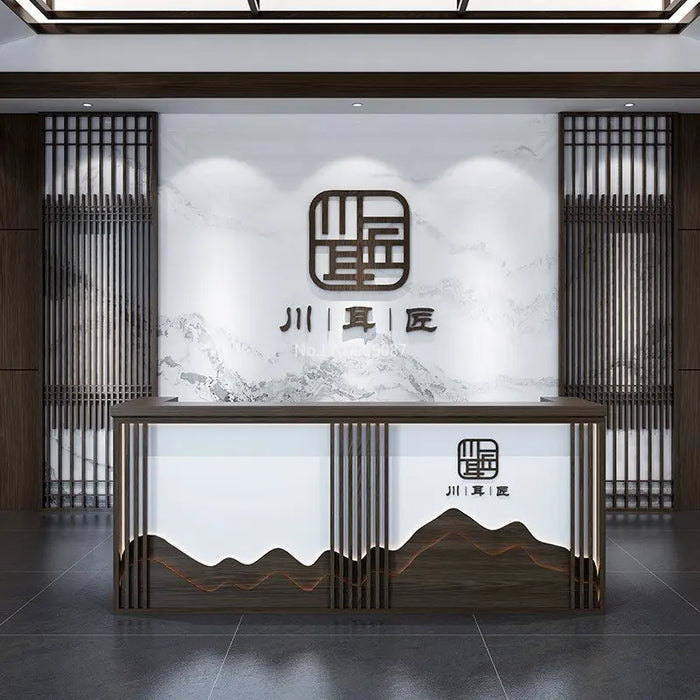 New Chinese Style Cashier Retro Tea House Beauty Salon Foot Bath  Collection Hall Bar Counter Custom Front Desk Reception Desk