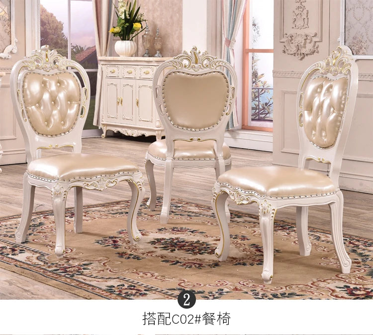 European marble dining table and chair combination of carved solid wood dining room dining table home rectangular dining table