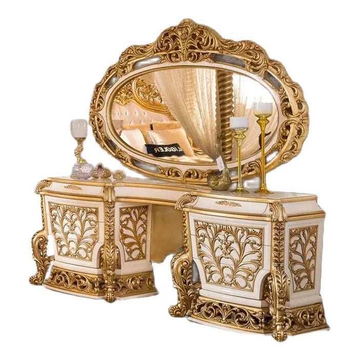 European luxury solid wood dressing table French gold dressing table dressing mirror stool furniture customization