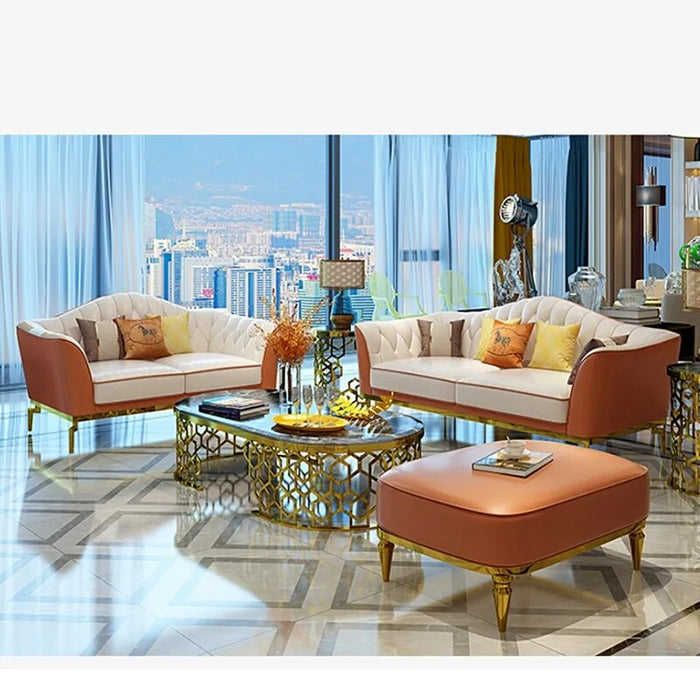 New Style Light Luxury Palace Style Simple Leather Sofa Modern Master Design Fashionable Home Furniture Set For Living Room