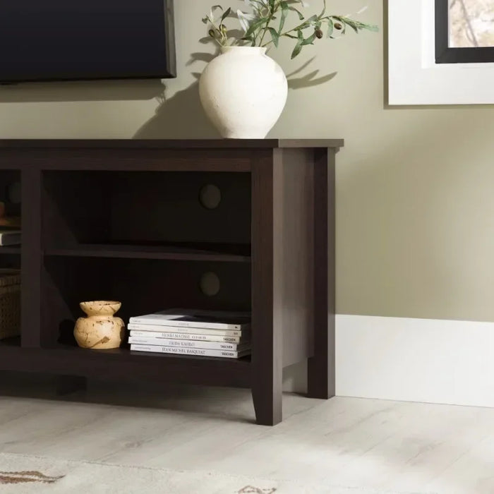 Woven Paths Open Storage TV Stand for TVs Up To 80", Espresso Tv Stand Living Room Furniture  Modern Tv Stand Table Tv