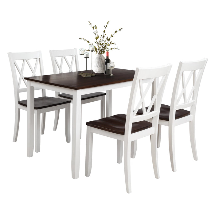 Classic 5-Piece Wood Dining Set with Dining Table and Chairs for Home Kitchen
