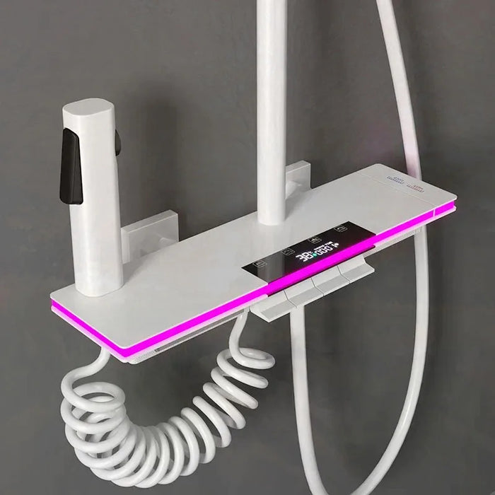 NEW Atmosphere Lamp Bathroom Gray Shower System Full Set Wall Mounted Bathtub Digital Display Shower Set with Bidet Faucet suit