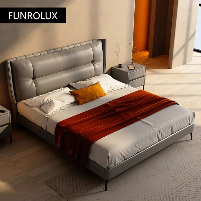 Modern bedroom furniture with leather soft backrest 1.5/1.8M bed