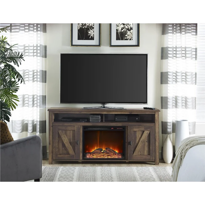 Ameriwood Home Farmington Electric Fireplace TV Console for TVs up to 60", Rustic