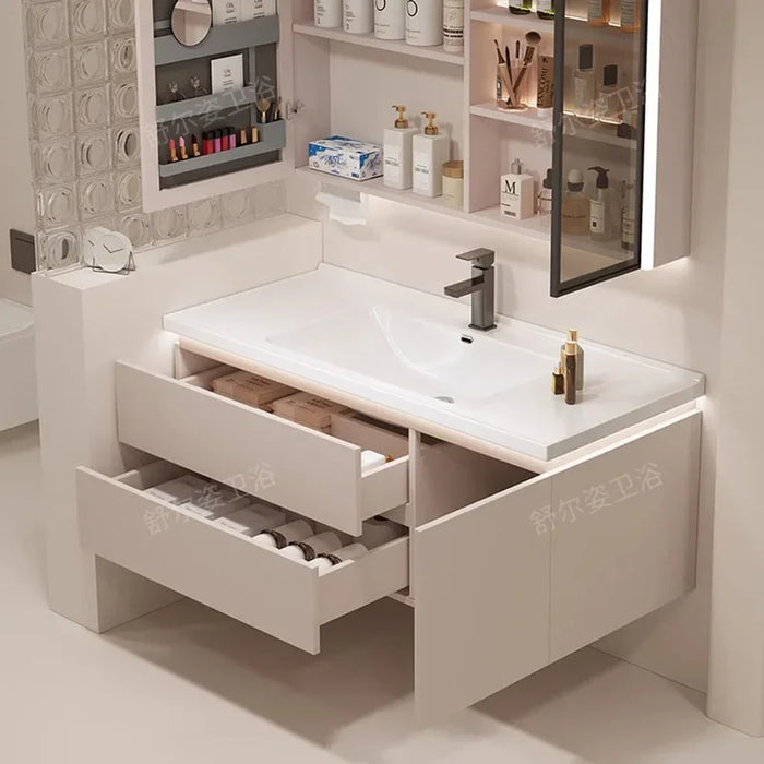 Ceramic Basin Integrated Intelligent Bathroom Cabinet Modern Minimalist Combination Bathroom Sink Washbasin Furniture