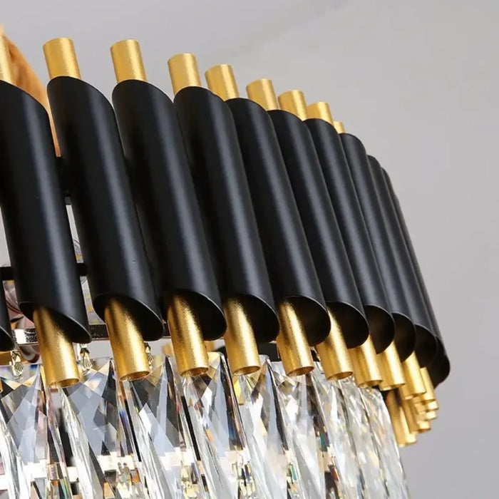 Modern Luxury K9 Crystal Chandeliers Black Metal Pendant Light for Living Room Bedroom  Led Indoor Lighting Home Decoration