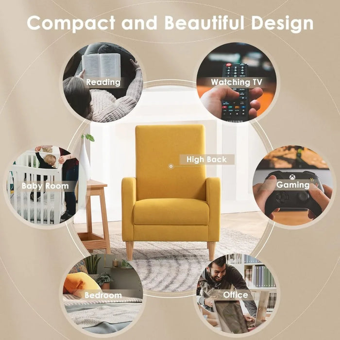 Modern Upholstered Accent Chair Armchair With Pillow Living Room Armchairs Single Comfy Recliner Interior Furniture Home