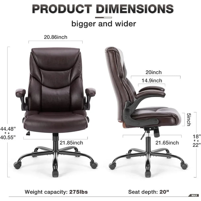 Office Chair,High back ergonomic executive chair,PU leather flip arm computer chair,Rolling chair with wheels