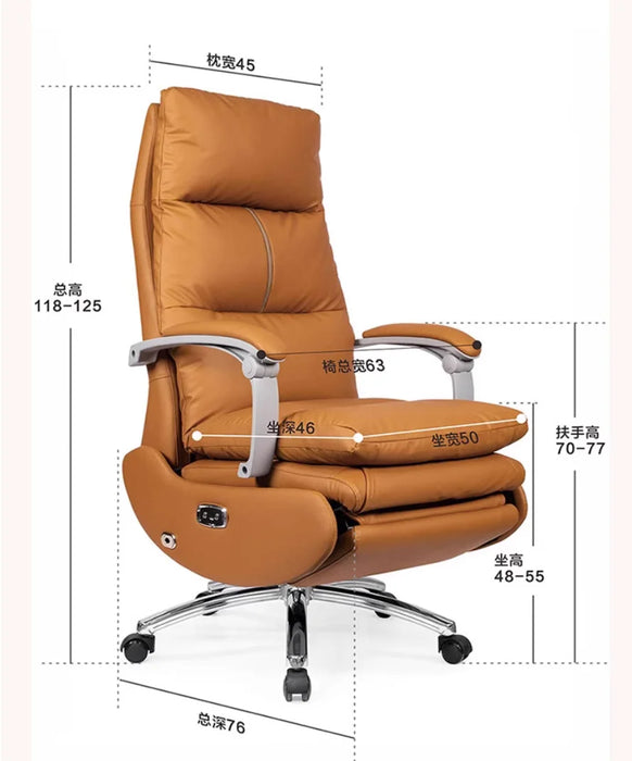 Office chair Ergonomics can lie flat boss chair electric massage computer chair cowhide chair