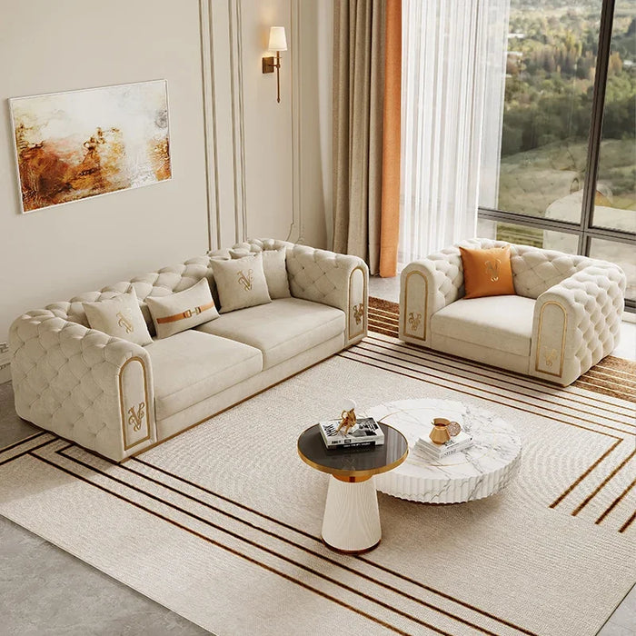 Modern Minimalist American Pull Buckle Luxury French Cream Style Living Room Sofa