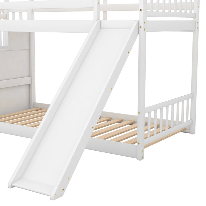 VSOGA Twin In Bunk Bed - With Convertible Slides And Stairs, 92.8-42.3-50.6cm