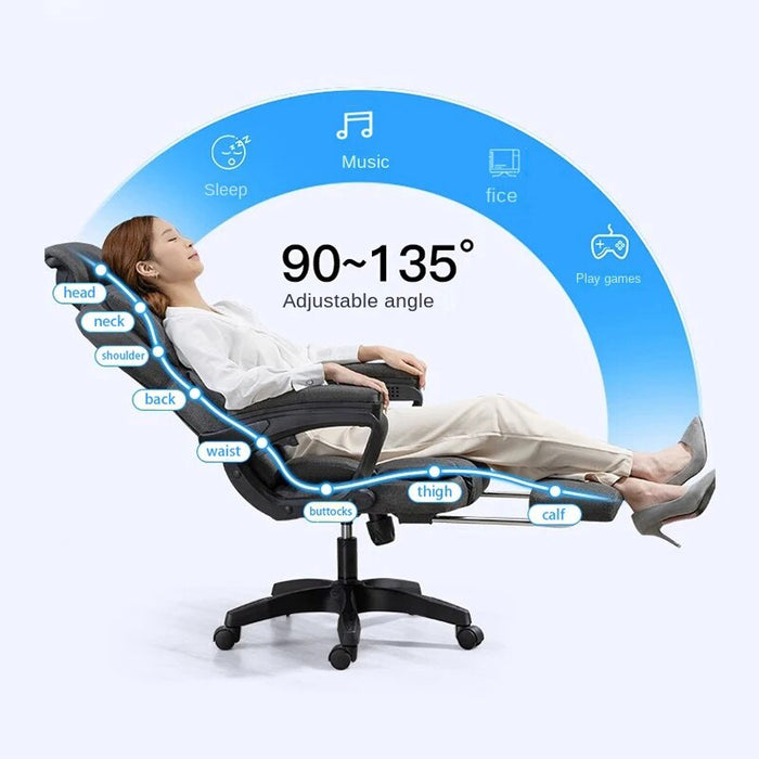 Upgraded Computer Chair, Home Office Comfort, Boss Chair Liftable Lying Linger, Cotton and Linen Reathable All-season Universal