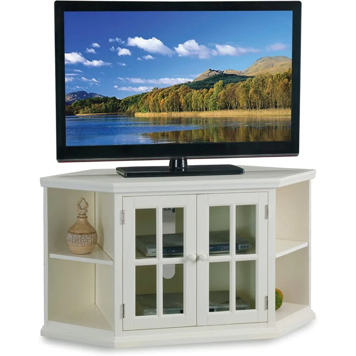 Leick Furniture 85287 Corner Storage Stand with Bookcases, 50-inch TV, White