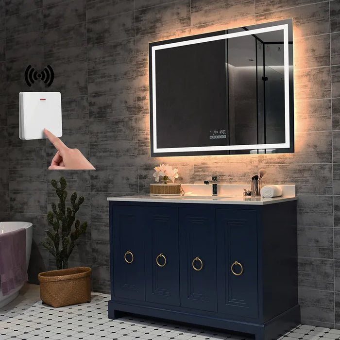 Smart LED Vanity Bathroom Mirror Wall Mounted Anti-Fog Dimmable Makeup Mirrors BackLight Home Decorative Mirror With Bluetooth