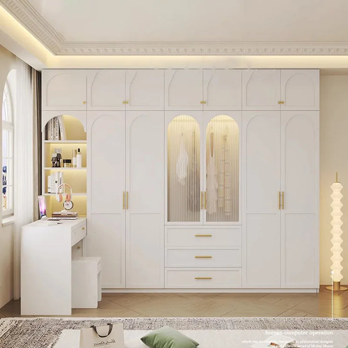 Nordic Display Wardrobes Wooden Glass Storage Apartment Tall Simple Cabinets Luxury Clothes Armario De Ropa Salon Furnitures