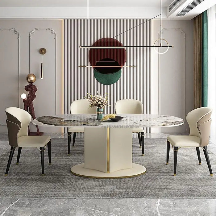 Rock Slab Dining Table Modern Minimalist And Luxury Rectangular Table And Chair Combination For Small Apartment Indoor Furniture