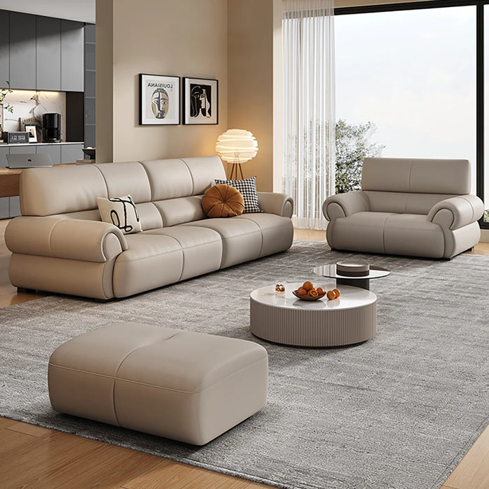 Modern simple living room furniture straight row leather sofa