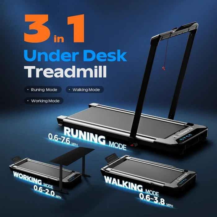 AIRHOT Under Desk Treadmill, Walking Pad 3 in 1 Folding Treadmill, Walking Jogging Treadmills for Home Office, 2.5HP Low-Noise T