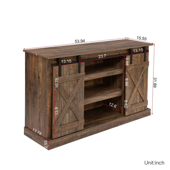 Sliding Barn Door TV Stand for TV up to 65'' Flat Screen Media Console Table Storage Cabinet Wood Entertainment Center Sturdy