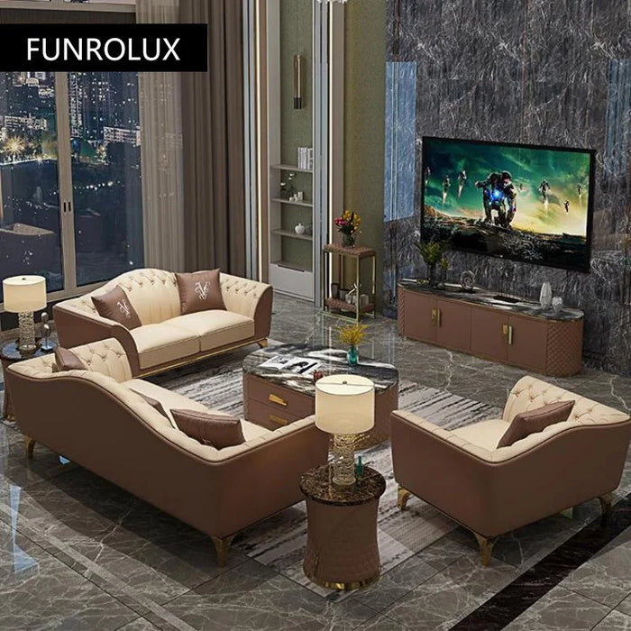 Modern leather sofa living room large apartment first layer cowhide sofa