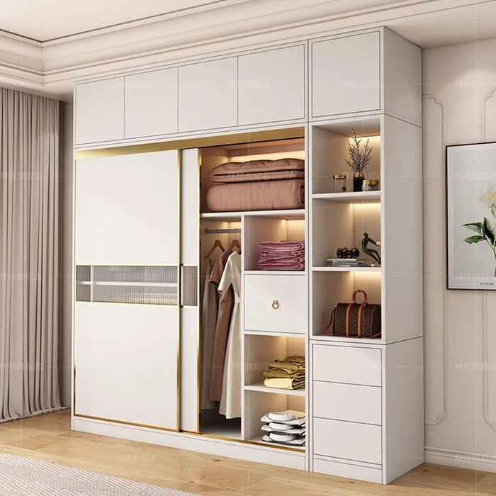 Modern Luxury Wardrobe Storage Multifuncion Wooden Bedroom Wardrobe Organizer Portable Ropero Armable De Ropa Room Furniture