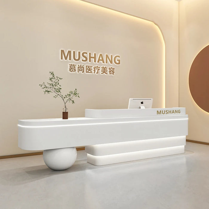 White Pulpit Reception Desks Counter Futuristic Church Club Mobile Reception Desks Standing Mostrador Recepcion Bar Furniture