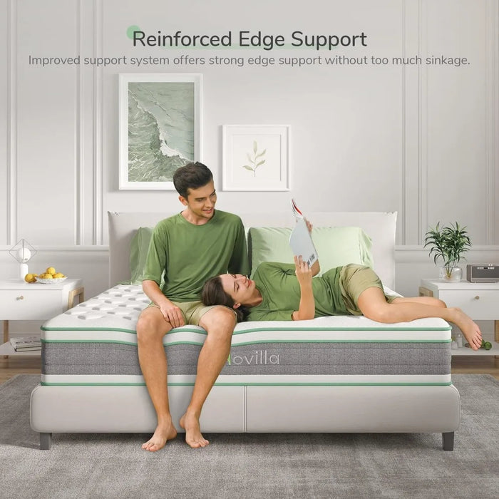 Queen Mattress, 12 Inch Hybrid Mattress in a Box, Innerspring Mattress with Gel Memory Foam for a Cool Sleep, Pressure Relief