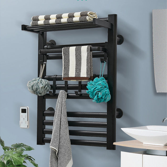 Towel Warmer Rack Bathroom Heated Towel Drying Racks Wall Mounted Stainless Steel Black Bath Towel Heater with Remote Control