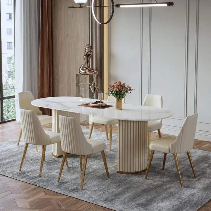 Oval Glossy Rock Board Dining Table Modern Light Luxury Dining Table Chair Villa Nordic Simple Mueblesa Kitchen Furniture WXHYH