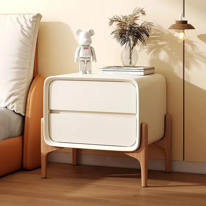 Simple Light Luxury Bedroom Solid Wood Bedside Cabinet Italian Storage House Quiet Wind Bedside Cabinet Modern