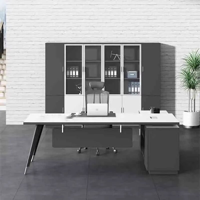 Wooden L Shaped Office Desks Bureau Modern Multifunctional Drawers Office Desks Keyboard Reception Scrivania Angolare Furnitures