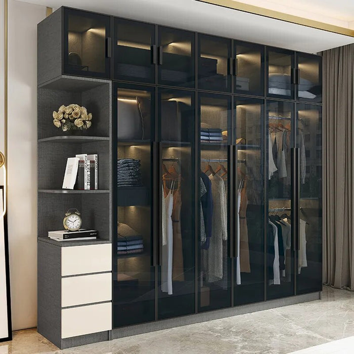 Wooden Organizer Wardrobe Clothes Entry Glass Door Simple Wardrobe Hanging Storage Modern Unique Quarda Roupra Room Furniture