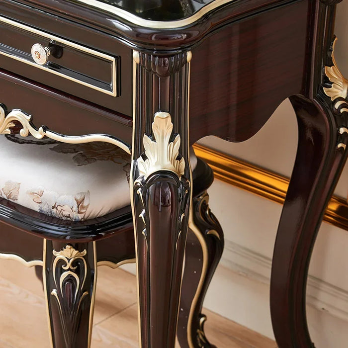 Bedroom furniture, solid wood dressing table, wine red villa makeup table and stool