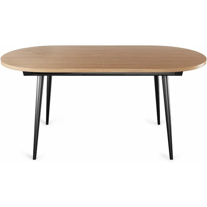 75" x 32" Expandable Dining Table - a Oval Wooden Table Top with Metal Legs, Space-Saving Extendable