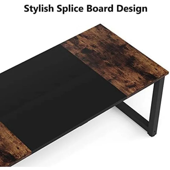 70.8”Executive Desk, Large Office Computer Desk with Thicken Frame, Rustic Brown/Black