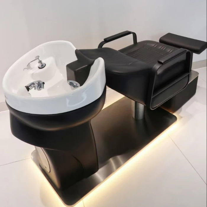 New Hairdressing Shampoo Chairs Half Lying Dedicated Hair Salon Ceramics Barb Shampoo Chairs Massageador Furniture QF50SC