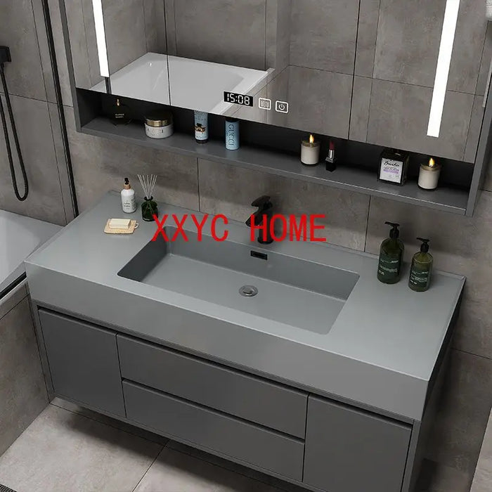 Luxury Bathroom Sink Cabinets Minimalist Modern Integrated Washbasin Smart Mirror  Bathroom Vanity Bathroom Furniture