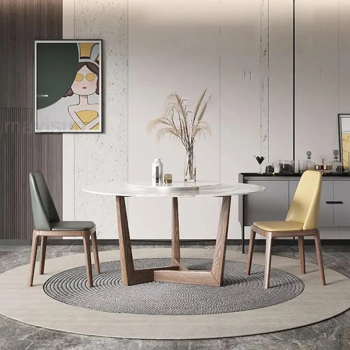 Nordic Round Dining Table With Turntable Breakfast Apartment Solid Wood Kitchen Household Mueble De Cocina Home Furniture