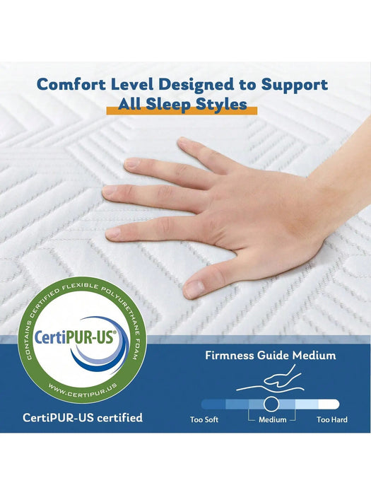 10 Inch Memory Foam Mattress Bed in A Box, Medium Firm Cool Gel Foam Mattress for Pressure Relieving