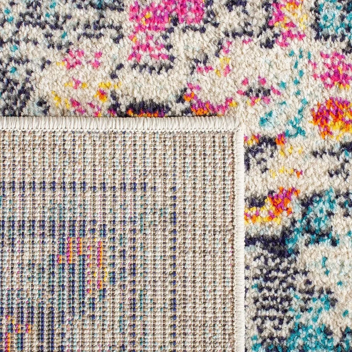 Boho Chic Medallion Distressed Design Carpet Living Room Decor Non-Shedding & Easy Care & Blue Decoration Home Freight free