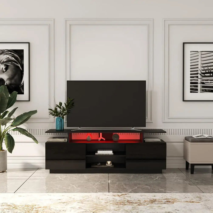 LED Lights TV Stand for 65 inch TV Entertainment Center Cabinet for Living Room