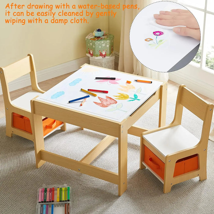 Kids Table and Chair Set,Storage Drawer for Toddlers Drawing,  2 in 1 Detachable Tabletop Table and Chair Set for Home