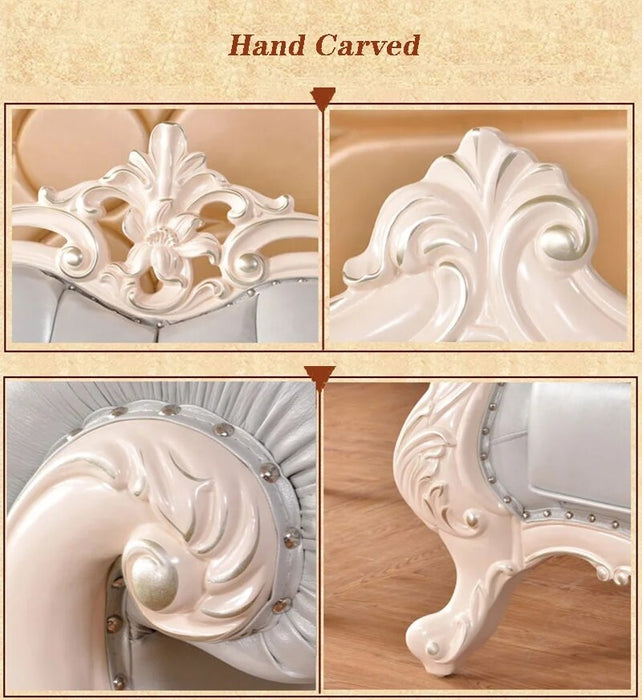 Baroque Style Wood Frame Classic Sofa Baby Blue Princess Antique Sofa Set Leather Fabric Hand Carved Rococo Sectionals sofa