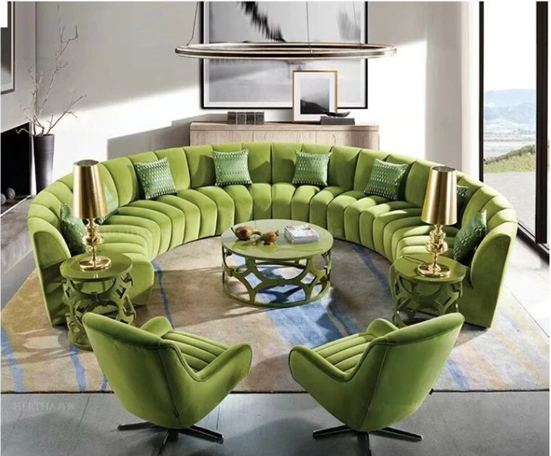 Italian light luxury white circular fabric sofa hotel sofa Nordic designer abnormity corner club sofa
