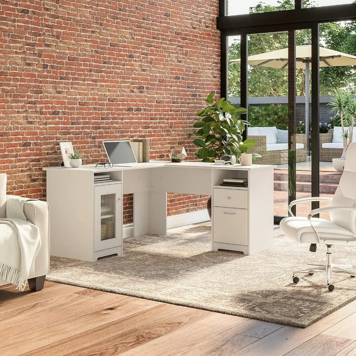 L Shaped Computer Desk in White Corner Table With Drawers for Home Office Freight Free Bed Room Desk to Study Mobile Desktops