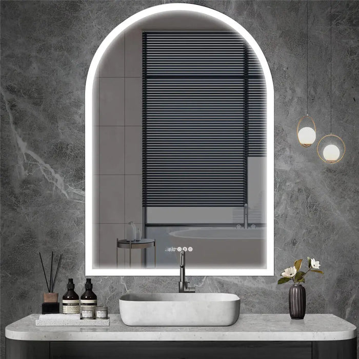 LUVODI Illuminate Backlit Light Bathroom Vanity Mirror with Time and Temperature Display