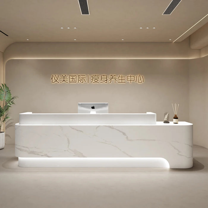 Gym Luxury Reception Desk Modern White Restaurant Barbershop Banco Reception Desk Office Comptoir De Caisse Luxury Furniture